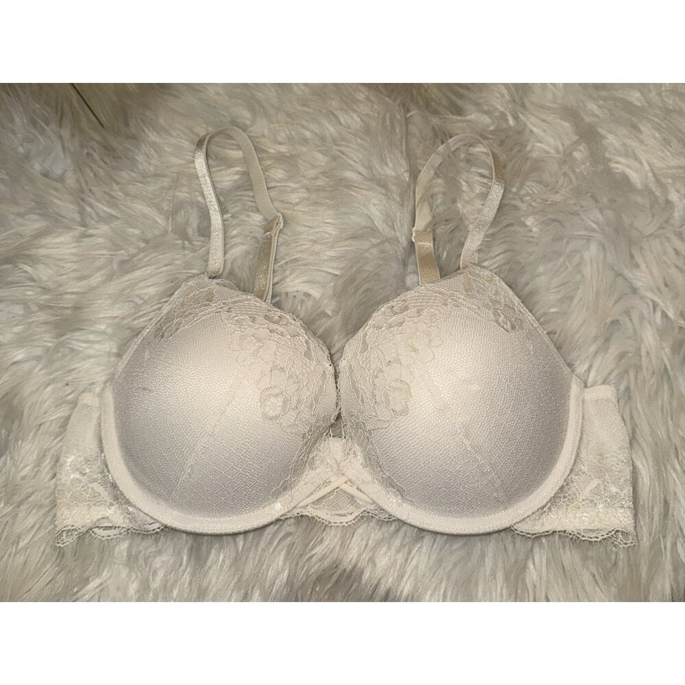 Ambrielle Everyday Convertible Plunge Push Up Bra Lace UW Womens 36C Ivory - Picture 2 of 6
